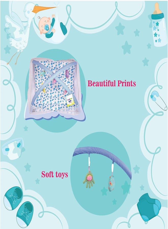 Toddylon New Born Baby Bedding Set Play Gym with Mosquito Net and Hanging Toys for Baby Boy's & Baby Girl's (0-6 Months) (Blue Cherry) - Image 4