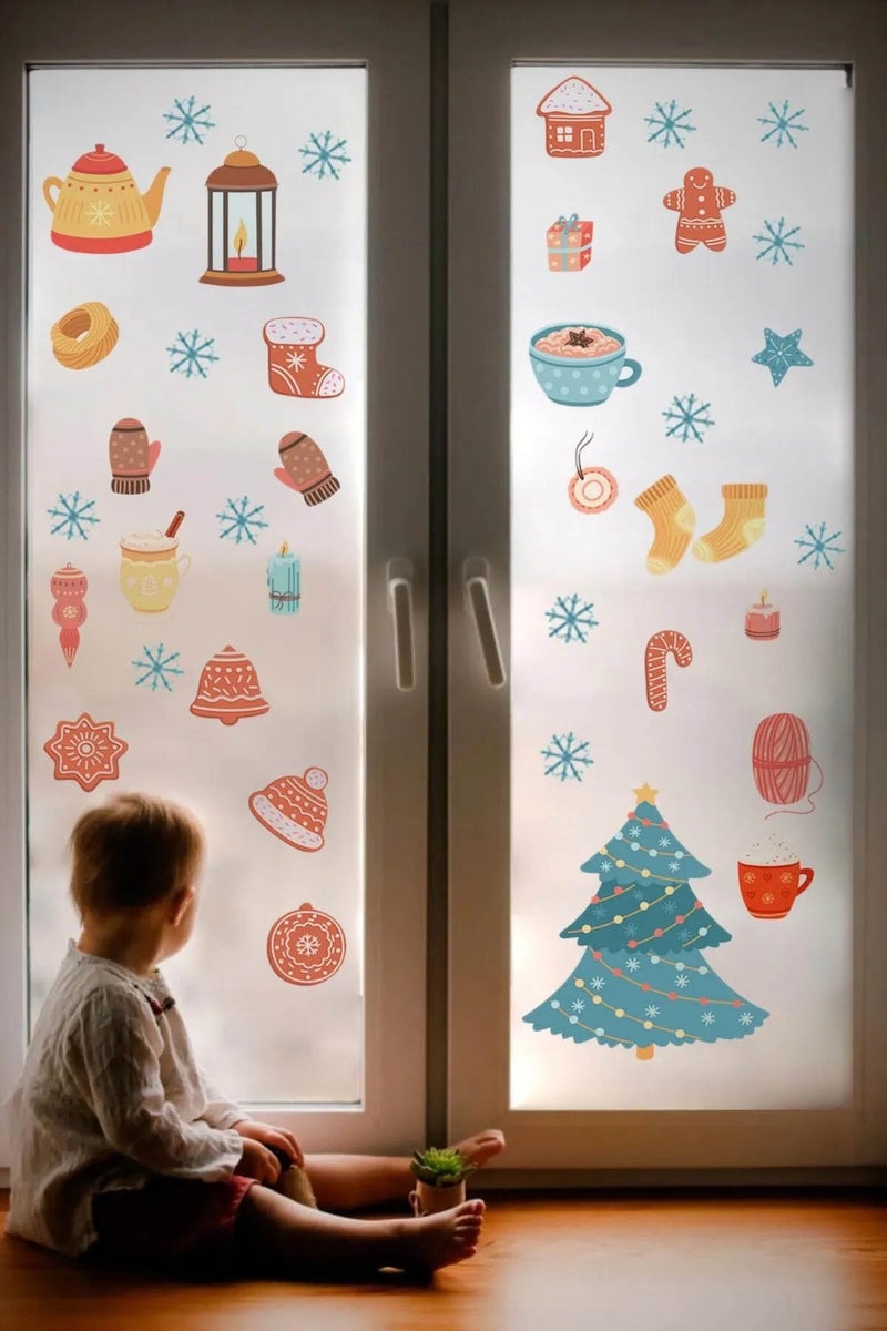 Kt Grup New Year Merry Christmas Special Cut Glass Wall Door Sticker Sets - Christmas Set - Image 1
