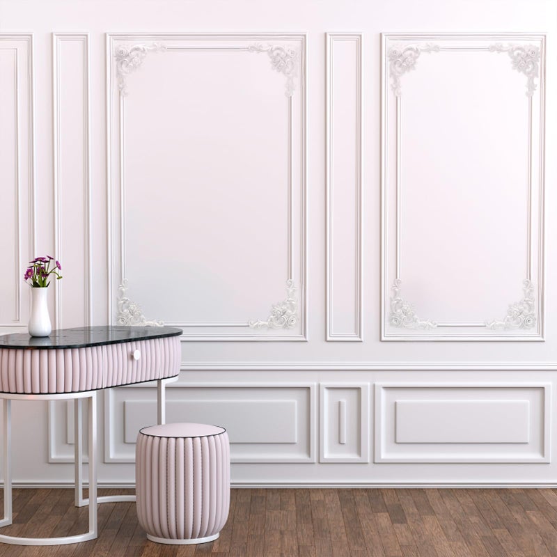Pangda Corner Wall Molding French Style Wainscoting Panels Flora Moulding Corner Panel Wall Molding Kit for Cabinet Picture Frames Decor, Not Include Glue(4 Pcs,Rose Style) - Image 5