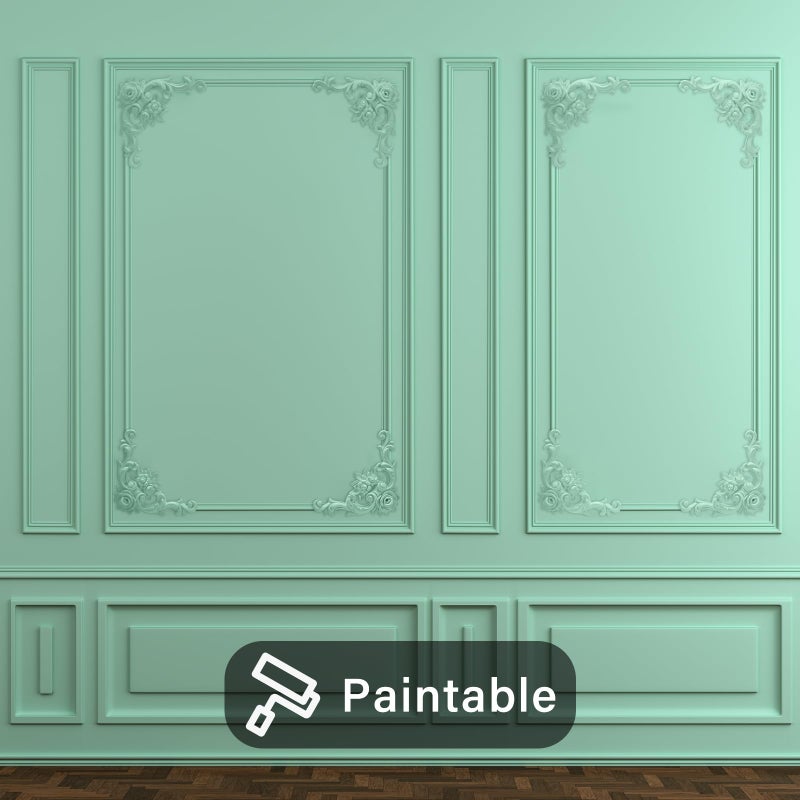 Pangda Corner Wall Molding French Style Wainscoting Panels Flora Moulding Corner Panel Wall Molding Kit for Cabinet Picture Frames Decor, Not Include Glue(4 Pcs,Rose Style) - Image 4