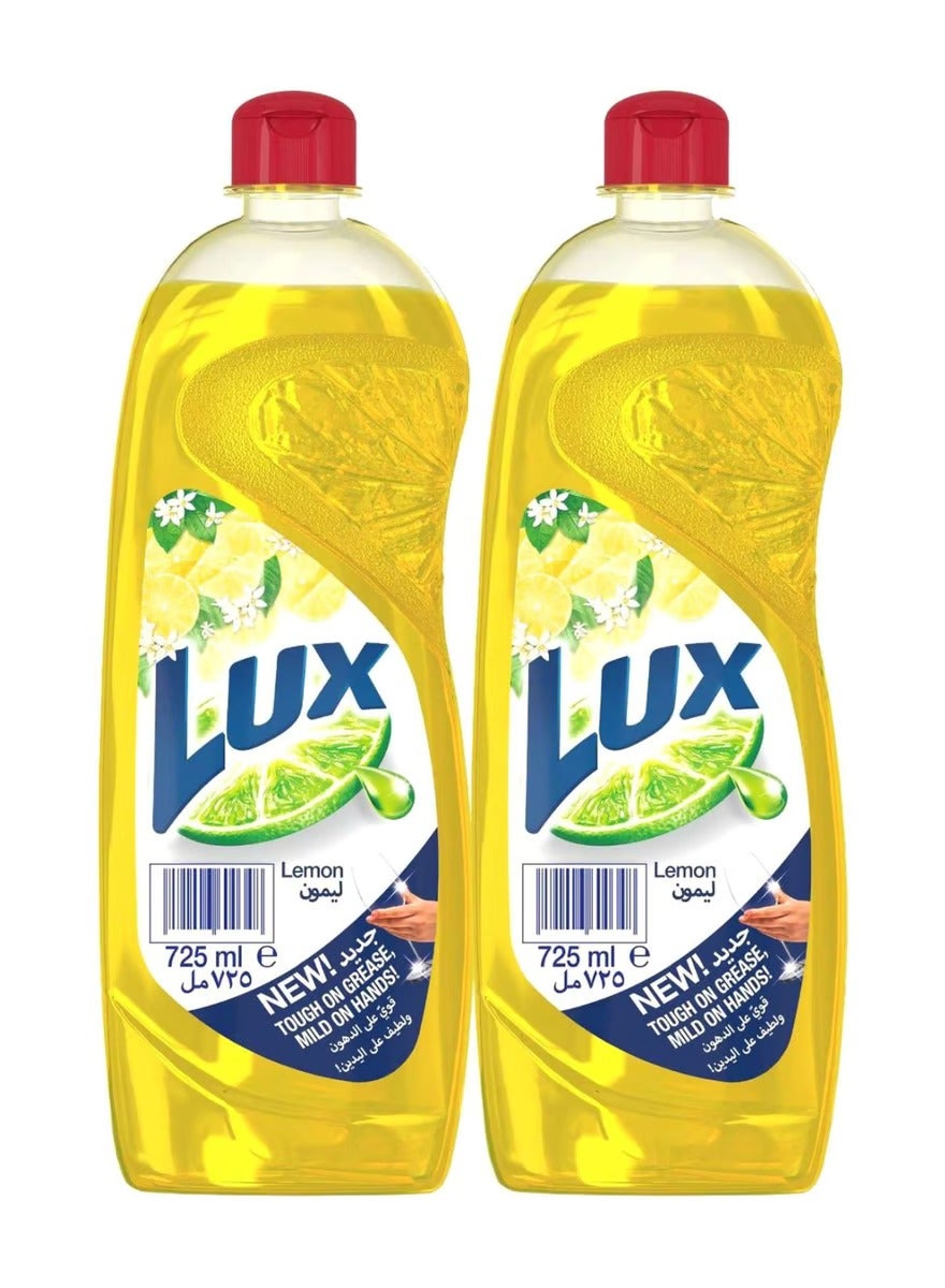 Lux Dishwash Liquid For Sparkling Clean Dishes Lemon Tough 725ml (Pack of 2)