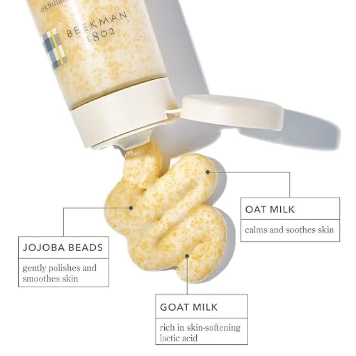 Beekman 1802 Oat + Goat Milk Exfoliating Face Scrub - Gentle Cleansing With Jojoba Bead Facial Exfoliator - Travel Friendly Sensitive Skin Face Cleanser - Fragrance Free - Image 2