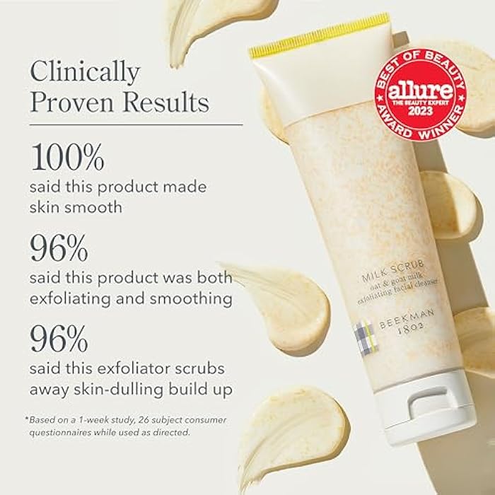 Beekman 1802 Oat + Goat Milk Exfoliating Face Scrub - Gentle Cleansing With Jojoba Bead Facial Exfoliator - Travel Friendly Sensitive Skin Face Cleanser - Fragrance Free - Image 3