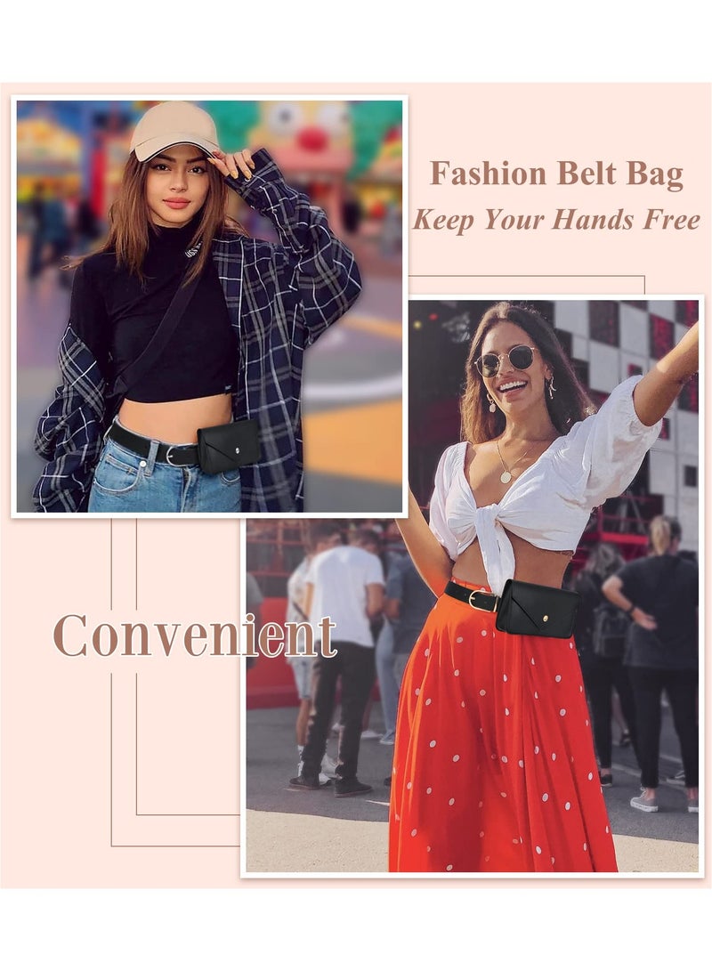 Excefore Pack for Women Men Leather Waist Bag Outdoor Travel Sports Running Walking Hiking Belt Slim Cell Phone Purse Casual Waist Wallet Pouch - Image 3