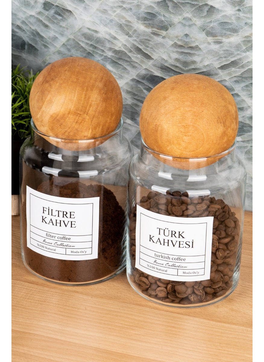 2-pack 800ML Top Lid Turkish Coffee & Filter Coffee Jar Vacuum Storage Container (Label Included)