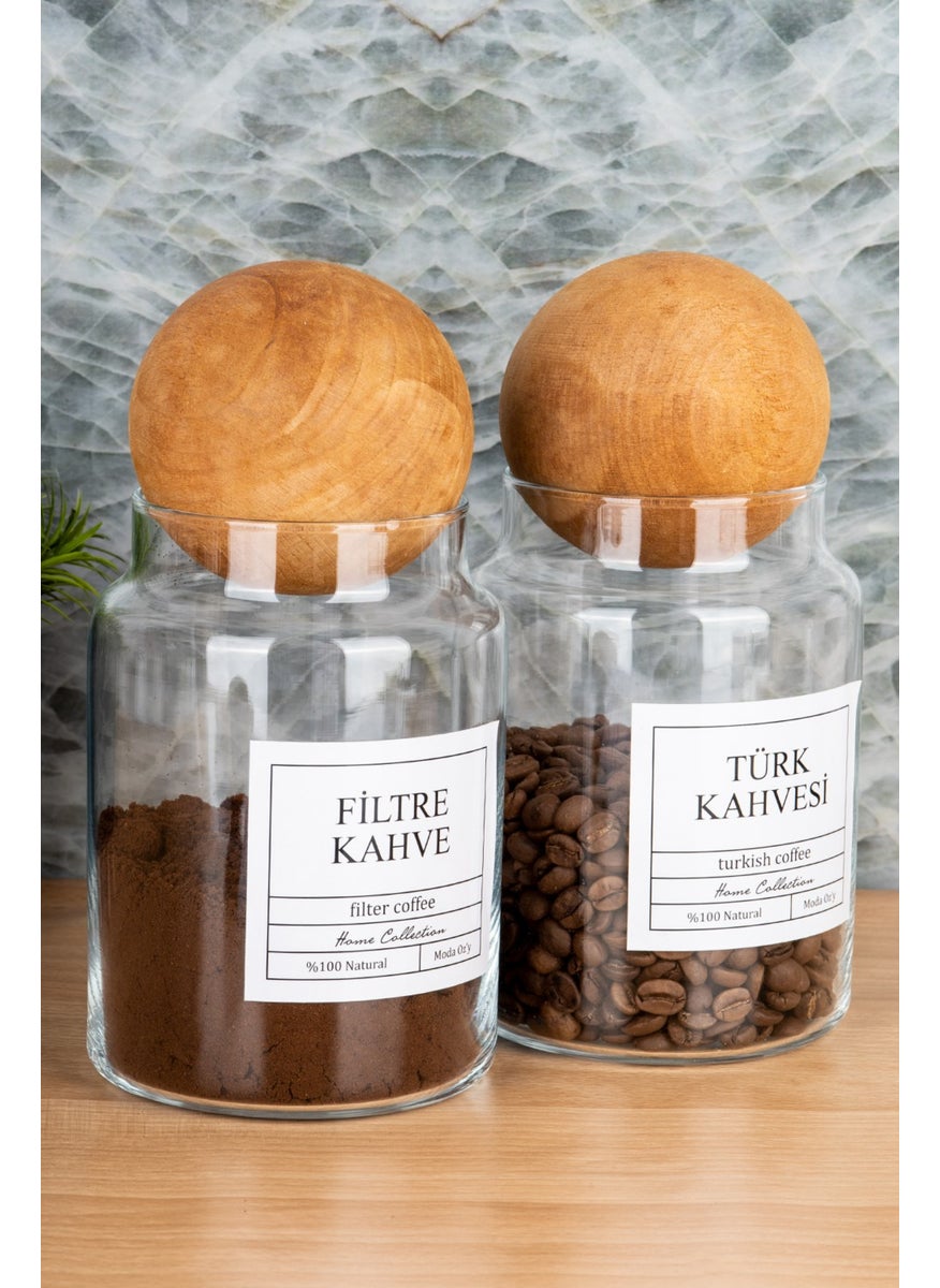 2-pack 800ML Top Lid Turkish Coffee & Filter Coffee Jar Vacuum Storage Container (Label Included)