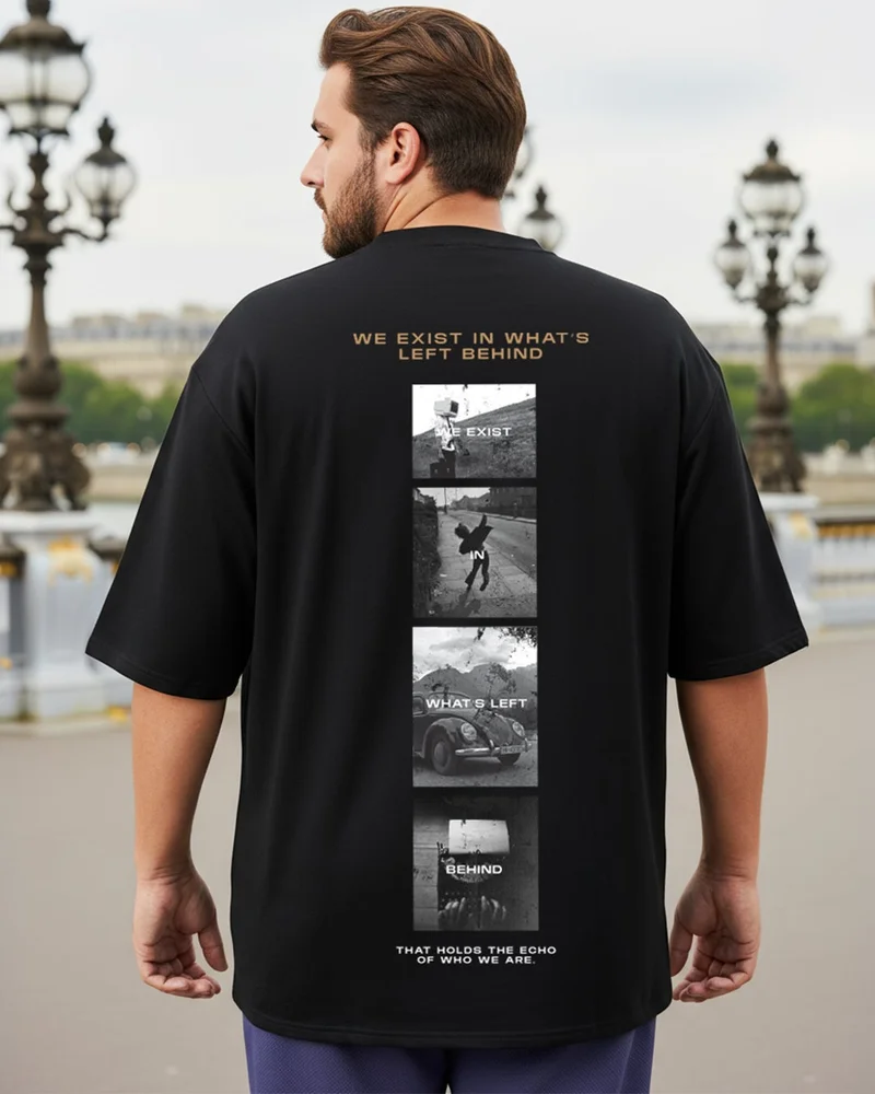 بيواكوف Men's Jet Black Archive DNA Graphic Printed Oversized Plus Size T-shirt