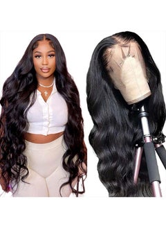 13x4 Lace Front Human Hair Wig 24 Inch Body Wave Lace Front Wigs Human Hair Pre Plucked with Baby Hair Glueless HD Lace Frontal Wigs 180% Density Human Hair Wigs for Black Women