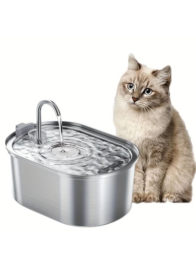 نسخة مطورة ١٠٨ أونصة نافورة مياه للحيوانات الأليفة من الفولاذ المقاوم للصدأ مزودة بمستشعار وتعمل بالطاقة عبر USB - Image 2