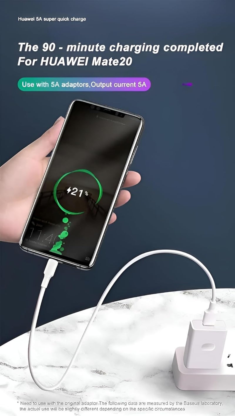XYKOS كابل شحن فلاش سريع جداً من نوع C بقوة 44 واط متوافق مع فيفو V19 V20 SE V20 برو V21 5G X50 X50 برو X60 X60 برو Y53S Y73 (أبيض) (كابل بطول 1 متر) - Image 5