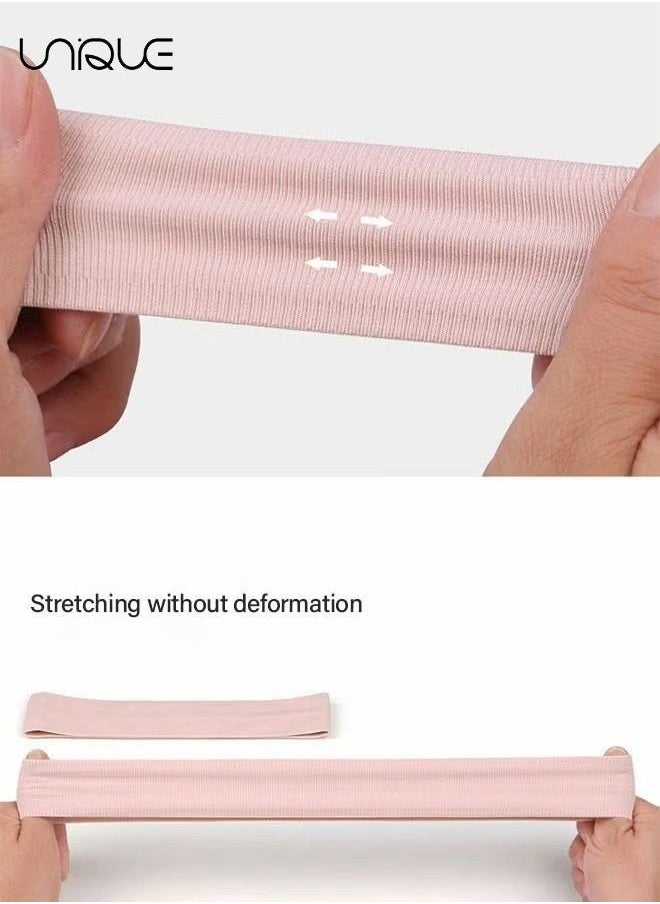 2PCS Women's Headbands Athletic Yoga Workout Sports Exercise Headband Elastic Non Slip Sweat Wicking Summer Cloth Hair Bands Plain Colors
