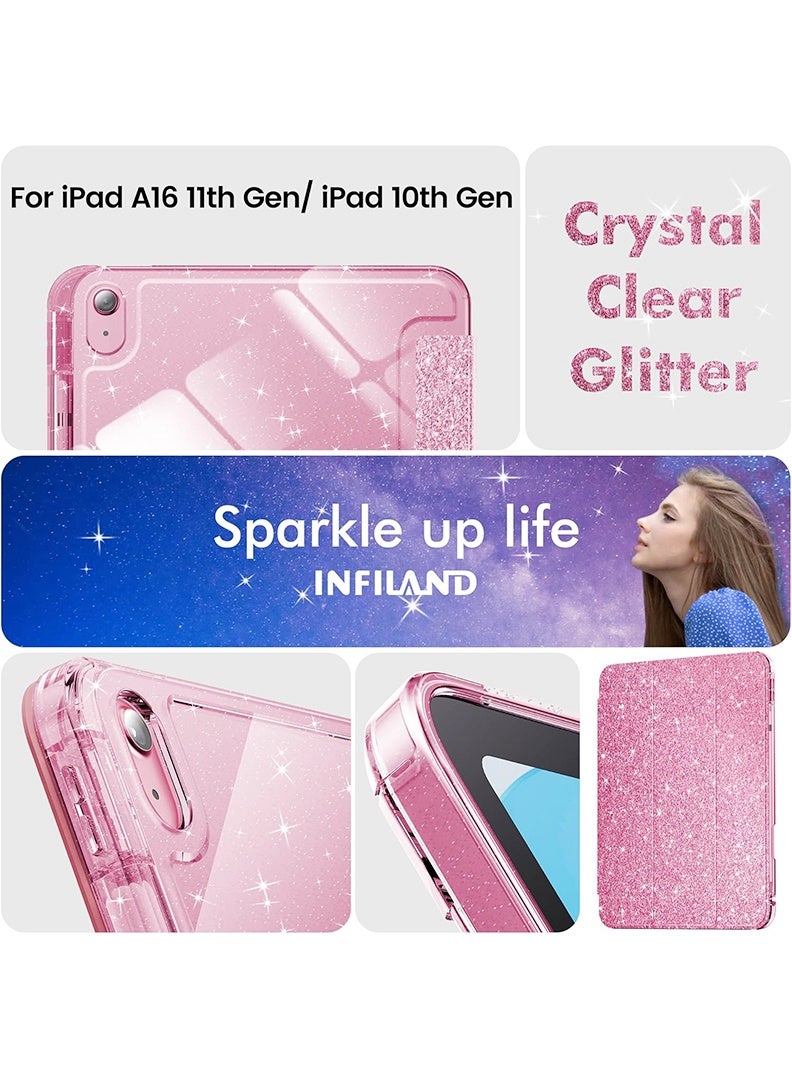 Theodor Case For iPad (A16) 11th 11 inch 2025 Gen iPad 11 Case/ iPad 10th Gen 2022 iPad 10 Case Glittering Sparkly Shockproof Cover with Shiny Clear Back for iPad 11th 2025/ iPad 10th Gen 2022- Glitter Pink - Image 2