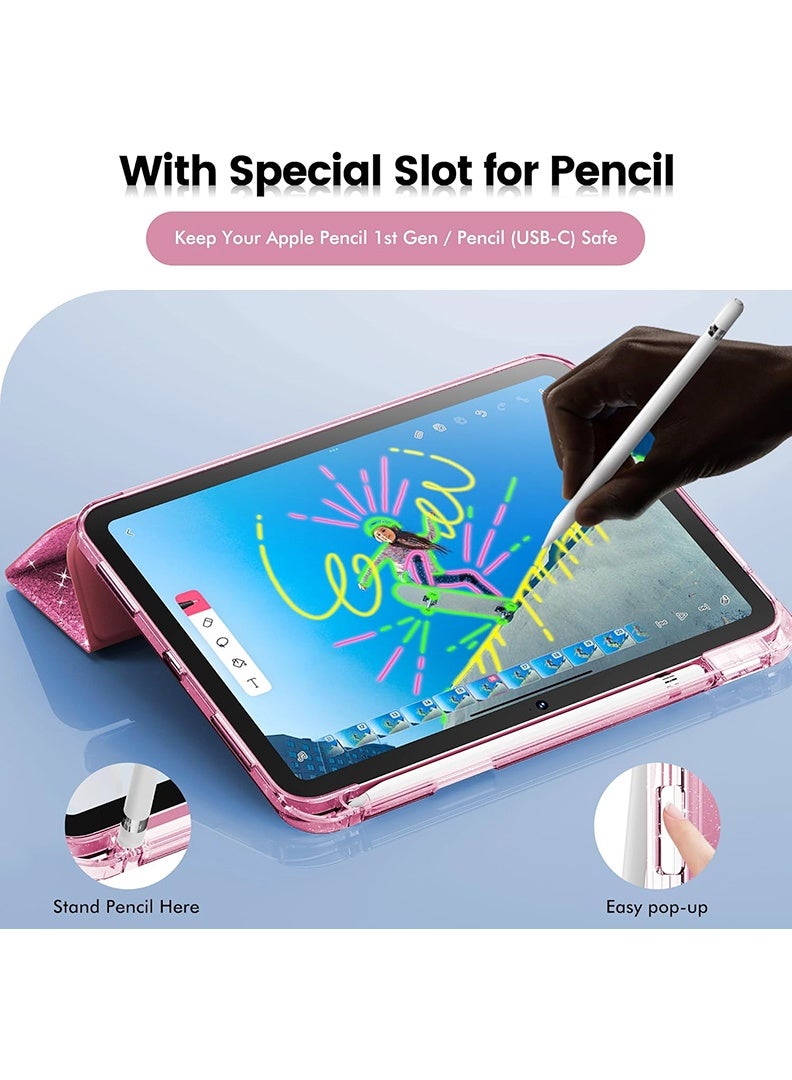 Theodor Case For iPad (A16) 11th 11 inch 2025 Gen iPad 11 Case/ iPad 10th Gen 2022 iPad 10 Case Glittering Sparkly Shockproof Cover with Shiny Clear Back for iPad 11th 2025/ iPad 10th Gen 2022- Glitter Pink - Image 5