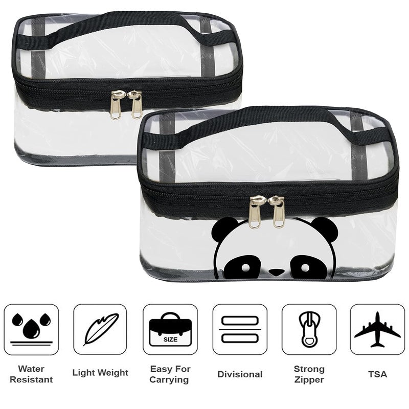 SNDIA حقيبة سفر شفافة متعددة الاستخدامات من PVC مجموعة 2-قطعة لحمل مستلزمات صغيرة، حقيبة مجموعة مكياج، حقيبة تخزين مستحضرات التجميل للنساء، حقيبة تنظيم المكياج، حقيبة أدوات الحلاقة للرجال (23.5x15.5x10 سم) - Image 5