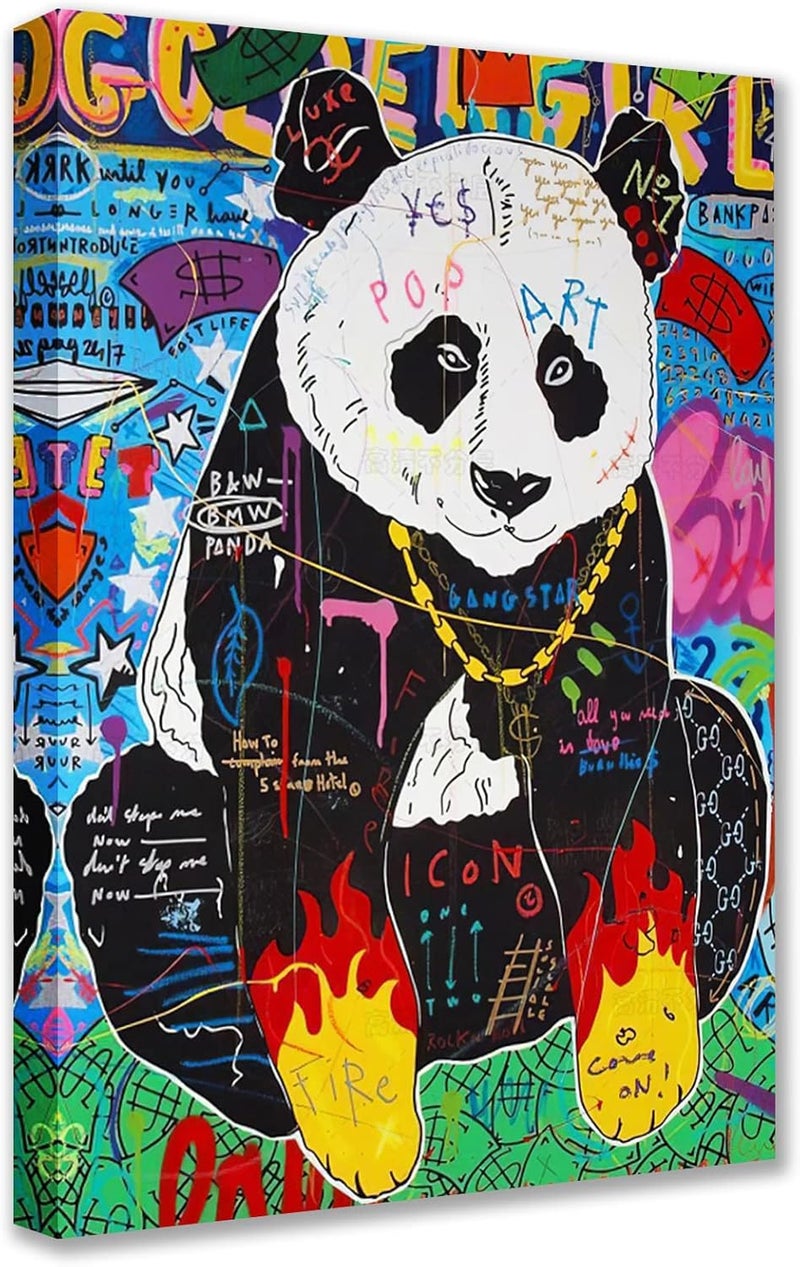 Tucocoo Graffiti Panda Canvas Wall Art - Image 1