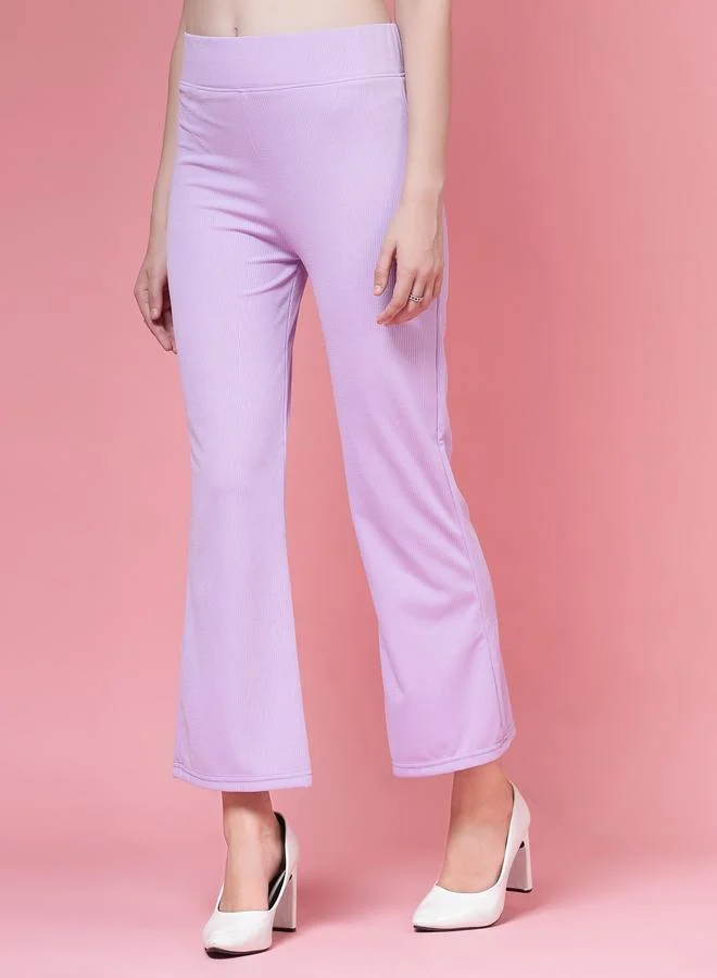 بوز PAUSE Women Purple Solid Wide Waistband Flared Pants
