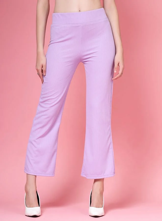 بوز PAUSE Women Purple Solid Wide Waistband Flared Pants