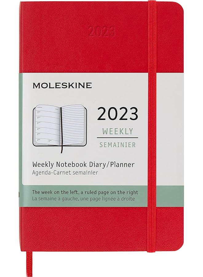 موليسكين 2023 دفتر ملاحظات أسبوعي 12 متر جيب أحمر قرمزي غطاء ناعم 3.5 × 5.5 - Image 1