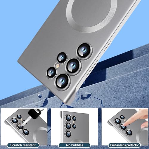 Omio Magnetic Slim Case for Galaxy S23 Ultra Compatible with MagSafe, Matte PC Ultra-Thin Bumper Frameless Borderless Minimalist Design with Camera Lens Protector for Men Women, Natural Titanium - Image 3