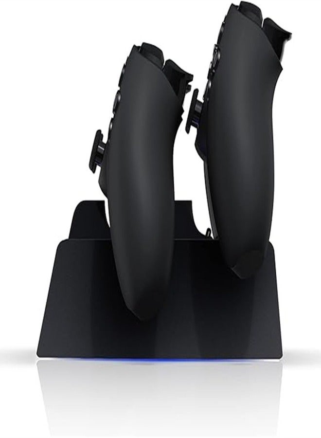 Black Charging Station with Blue Light Bar for PS5 Midnight Black Controllers, Playstation 5 Black Controller Charger - Image 3