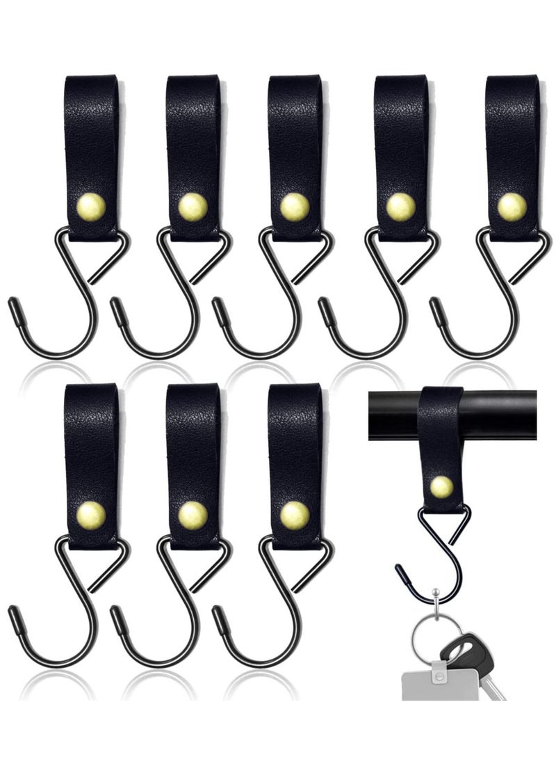 SYOSI 10pcs Leather S Hooks S Shaped Hooks for Hanging Camping Hook Hanger Stroller Hooks Leather Hooks for Coat Towel Kitchen Bathroom Black  - Image 1