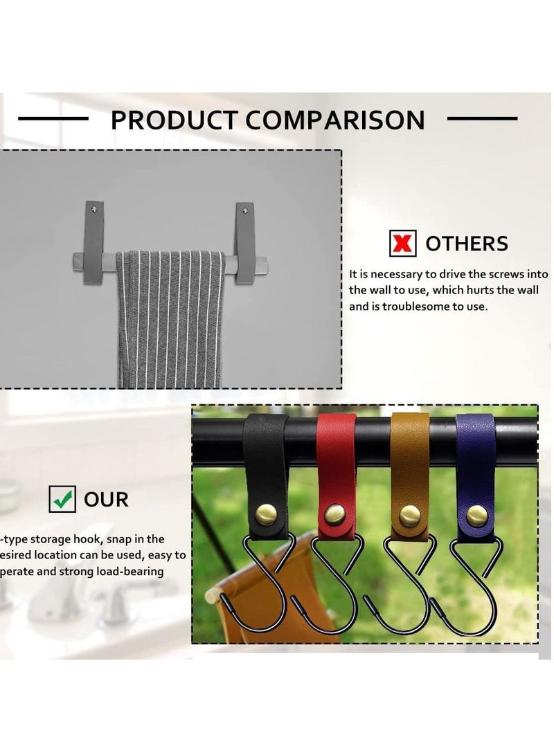 SYOSI 10pcs Leather S Hooks S Shaped Hooks for Hanging Camping Hook Hanger Stroller Hooks Leather Hooks for Coat Towel Kitchen Bathroom Black  - Image 5