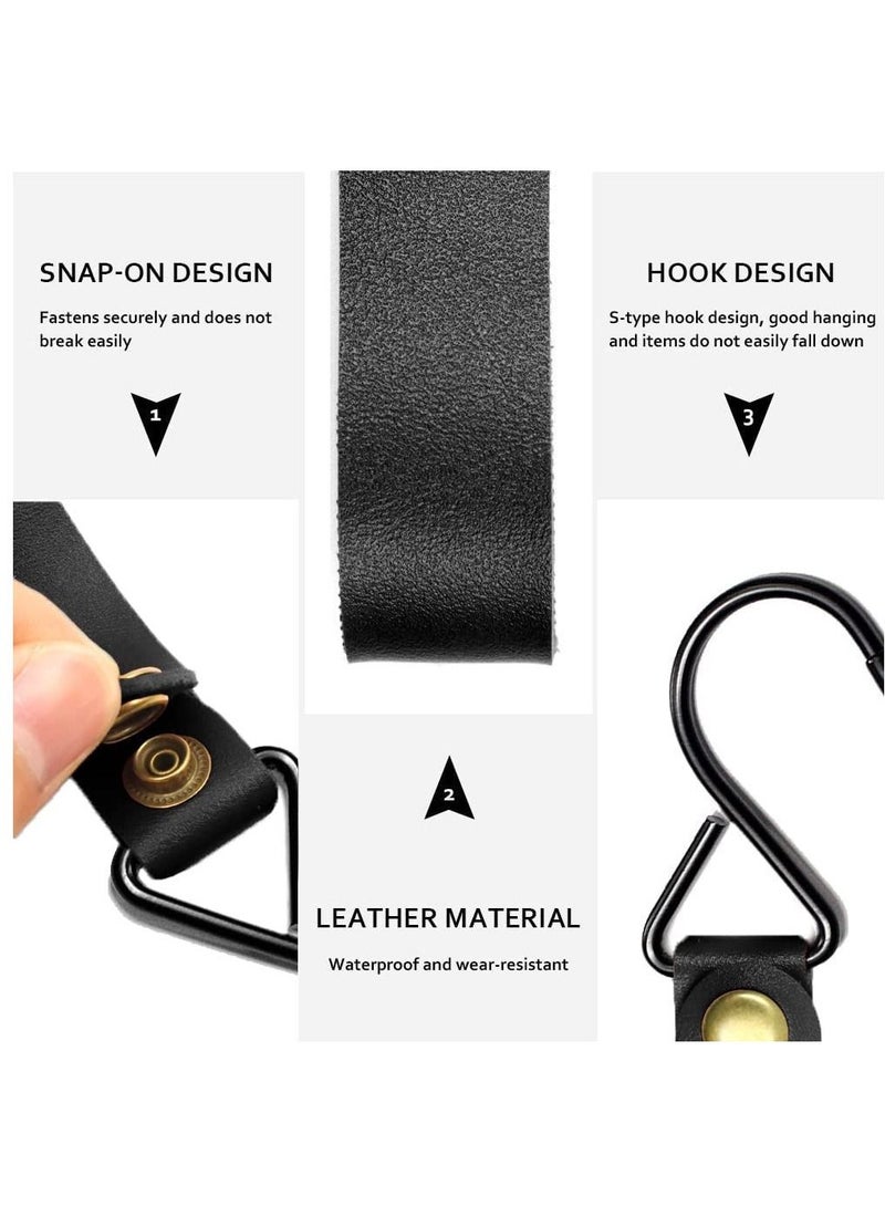 SYOSI 10pcs Leather S Hooks S Shaped Hooks for Hanging Camping Hook Hanger Stroller Hooks Leather Hooks for Coat Towel Kitchen Bathroom Black  - Image 4
