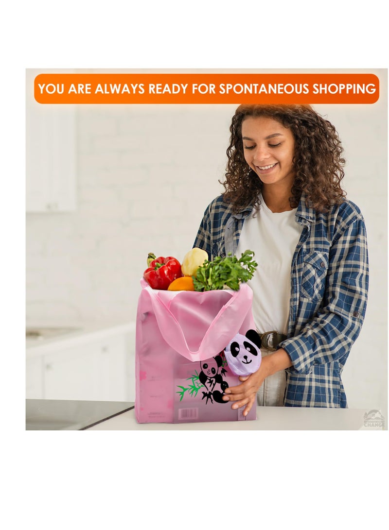 Excefore Foldable Reusable Grocery Bags, 5 Pcs Cute Animal Grocery Bags, Washable Design with Large Handles, Reusable Produce Bags, Reusable Storage Bags for Groceries, Gym, Beach Gear, Toys - Image 5