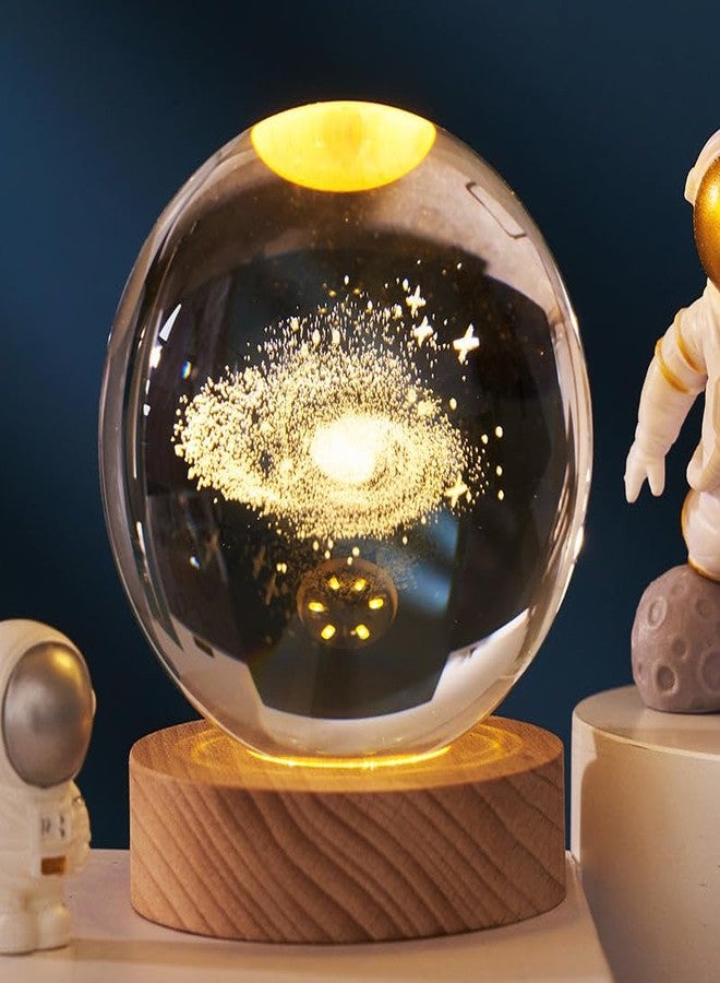 EAZYWAGON Crystal LED Table Lamp | Crystal Ball Night Light with Wooden Base | Decoration Gifts for Men, Women, Kids, Boys, Girls & Teens (Galaxy) - Image 1