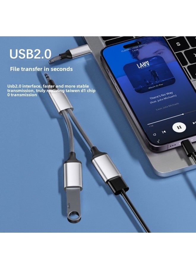 Usb Extender Charging Splitter Typec Expansion Dock Usb Flash Disk Multi-port Hub Suitable For Apple 15-Number Of Interfaces:type-c To Dual Usb Interface (Silver) - Image 5
