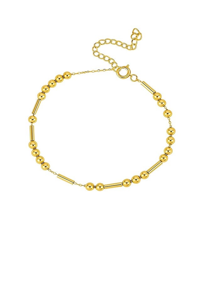 INTESHA® Morse Code Bracelet for Women - Dainty 18K Gold Plated Beaded Bracelet, Adjustable Anti Tarnish Minimalist Jewelry, Meaningful Gift for Her Everyday Wear & Gift,Unisex Bracelet - Image 1