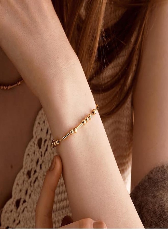 INTESHA® Morse Code Bracelet for Women - Dainty 18K Gold Plated Beaded Bracelet, Adjustable Anti Tarnish Minimalist Jewelry, Meaningful Gift for Her Everyday Wear & Gift,Unisex Bracelet - Image 5