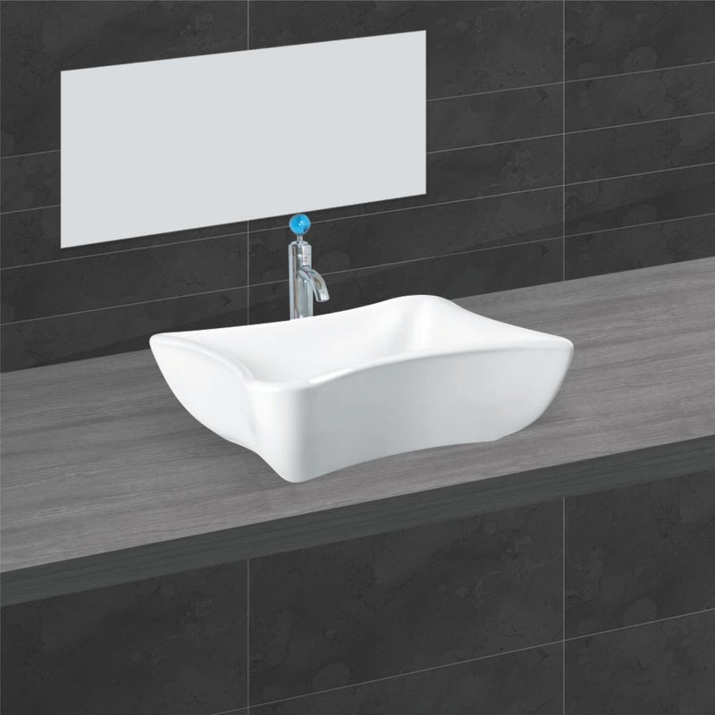 Belmonte Ceramic Glossy Finish Gracy Wash Basin White 14 Inch x 12 Inch x 5 Inch - Image 1