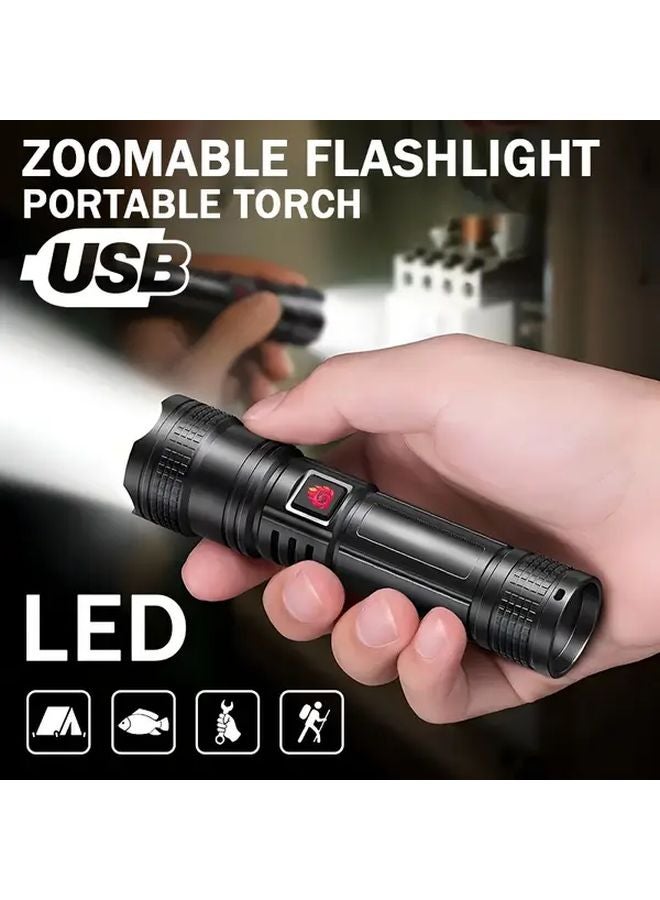 Portable Flashlight USB Rechargeable Zoomable Bright LED Torch For Camping Hiking Outdoor - Image 2