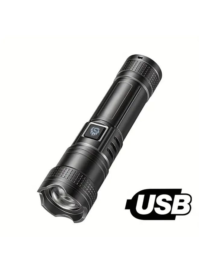 Portable Flashlight USB Rechargeable Zoomable Bright LED Torch For Camping Hiking Outdoor - Image 1