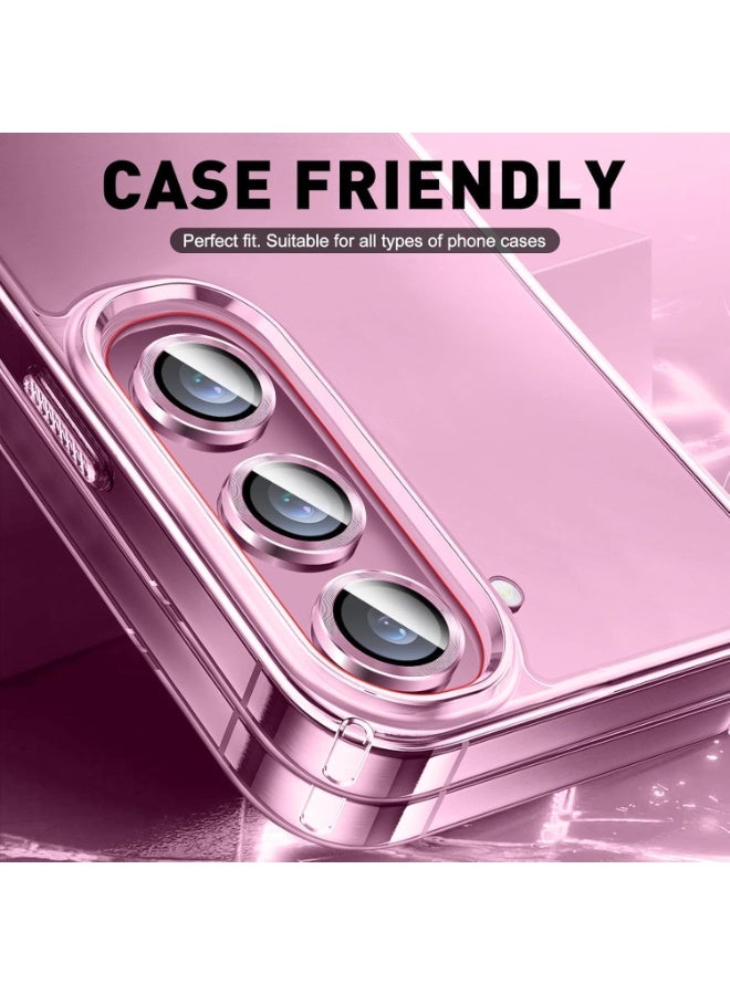 Muzz Camera Lens Protector for Samsung Galaxy Z Fold 7 5G,Shatterproof, Ultra-HD 9H Tempered Glass Camera Screen Protector Metal Ring Cover Film Samsung Galaxy Z Fold 7 2025 (Pink) - Image 2