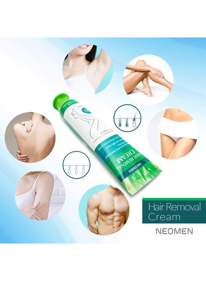 Neomen كريم إزالة الشعر للنساء والرجال - كريم إزالة الشعر غير المؤلم الصديق للبشرة للجسم والساقين ومنطقة البيكيني، تركيبة سريعة المفعول خلال 5 دقائق، 3.7 أونصة سائلة - Image 3