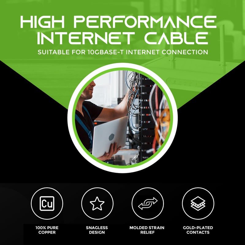 GearIT كابل GearIT Cat6 - 0.5 قدم، كابل Ethernet Cat6 للتوصيل الشبكي والإنترنت - أسود - Image 2
