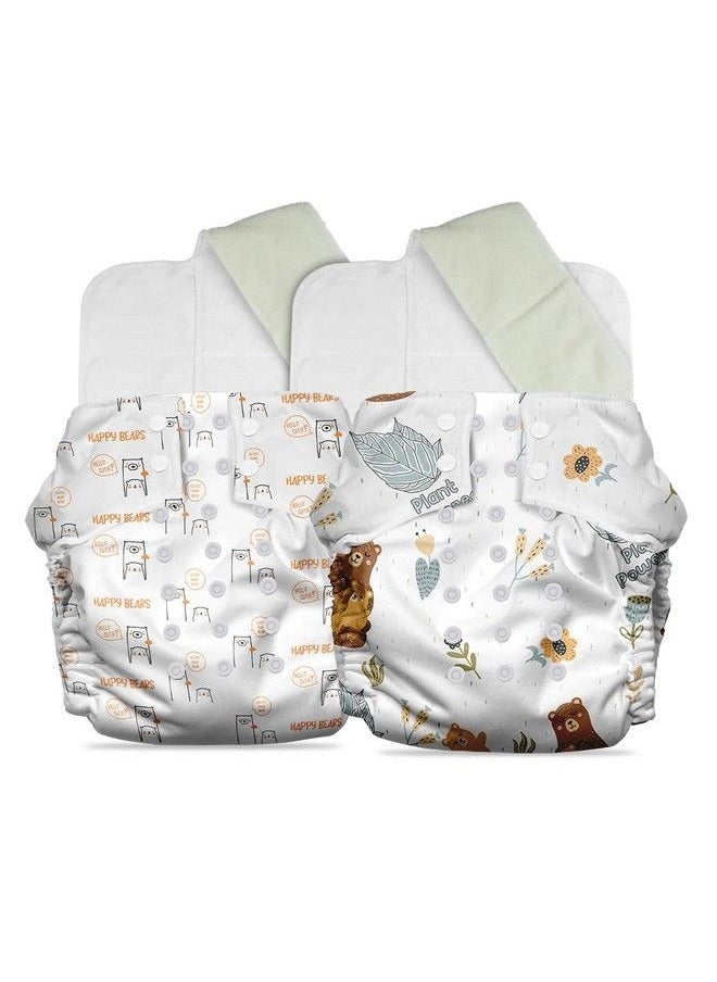 Mother Sparsh Plant Powered Cloth Diaper For Babies Free Size ; Medical Grade Fabric With 100% Organic Cotton ; Reusable 13 Layer Breathable Soaker With Built In Booster Pad ; Pack Of 2 (B.Hug&B.Cute)  - Image 1