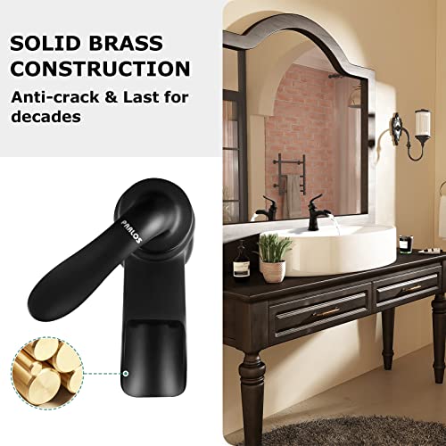 PARLOS Single Handle Bathroom Faucet, Waterfall Sink Faucet with Pop Up Drain, Escutcheon and Cupc Water Supply Lines, Matte Black, 1434904 - Image 2