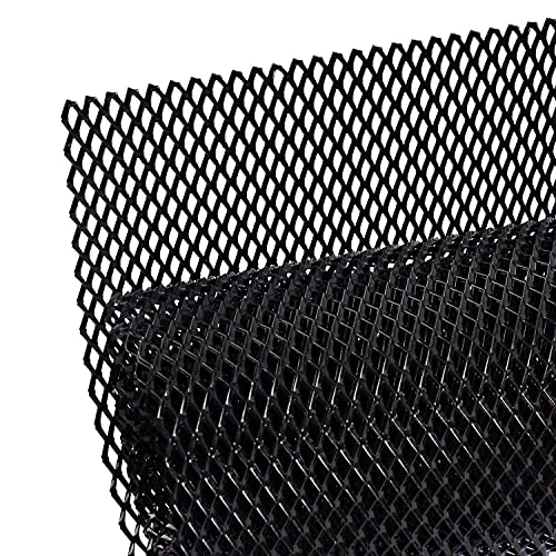 AggAuto 47x16 inches Car Pickup Truck Grill Mesh Spoiler Bumper Vent Aluminum Alloy Automotive Grille Insert Air Intake Racing Rhombic Hole 6x12mm Black - Image 1