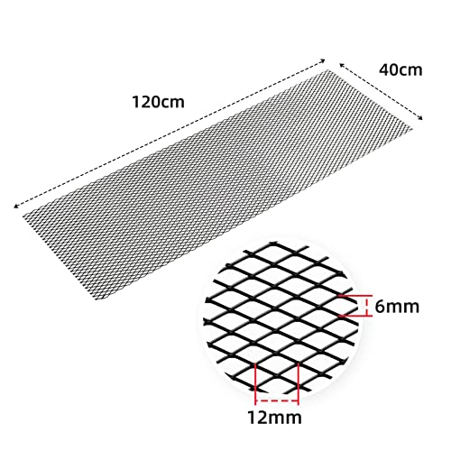 AggAuto 47x16 inches Car Pickup Truck Grill Mesh Spoiler Bumper Vent Aluminum Alloy Automotive Grille Insert Air Intake Racing Rhombic Hole 6x12mm Black - Image 4