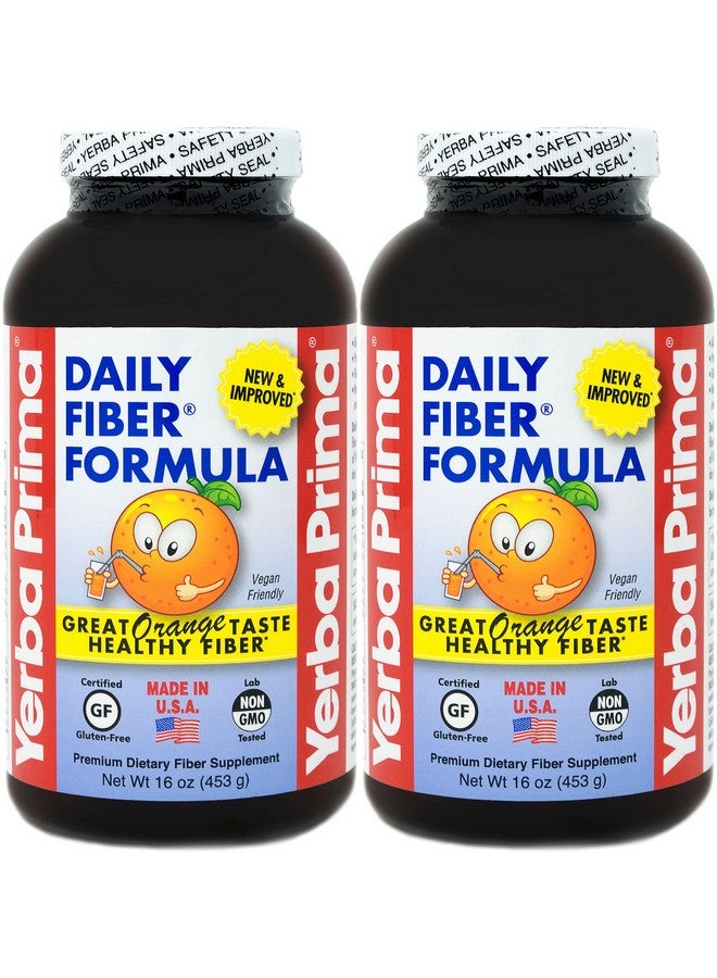 Yerba Prima Daily Fiber Formula 16 Oz (Pack Of 2) Premium Dietary Fiber Supplement Nongmo Gluten Free Made In The Usa Orange Flavor - Image 2