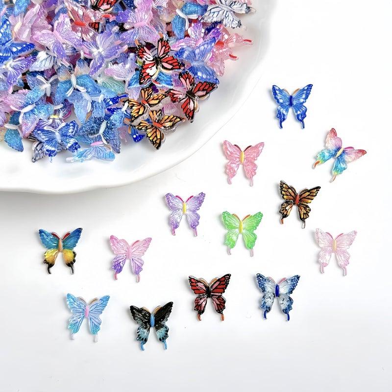 Quezadyl 100Pcs Butterfly Nails Charms 3D Resin Elegant Butterfly Nail Art Rhinestones Spring Summer Colorful Butterflies Nail Gems and Charms Kawaii Nail Diamonds Nails Jewels for Women Acrylic Nail Supplies - Image 4