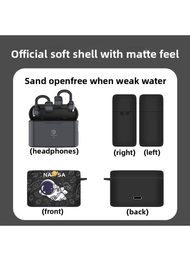 Suitable For Weak Water Sand Openfree Protective Sleeve Ear Clip Type Weak Water Sand Openfree Bluetooth Earphone Shell-Color:Black Flying Man + Lanyard [frosted Soft Shell]-Model:Sand Glass When The Water Is Weak