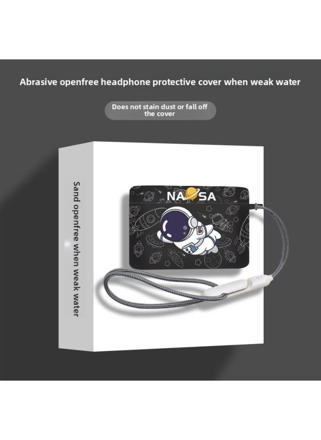 Suitable For Weak Water Sand Openfree Protective Sleeve Ear Clip Type Weak Water Sand Openfree Bluetooth Earphone Shell-Color:Black Flying Man + Lanyard [frosted Soft Shell]-Model:Sand Glass When The Water Is Weak