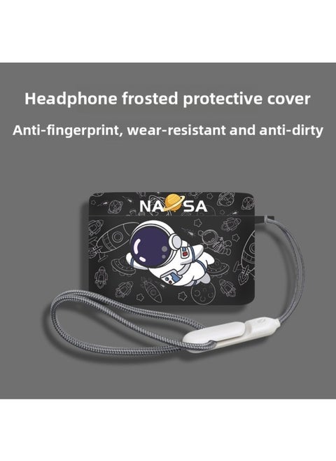 Suitable For Weak Water Sand Openfree Protective Sleeve Ear Clip Type Weak Water Sand Openfree Bluetooth Earphone Shell-Color:Black Flying Man + Lanyard [frosted Soft Shell]-Model:Sand Glass When The Water Is Weak