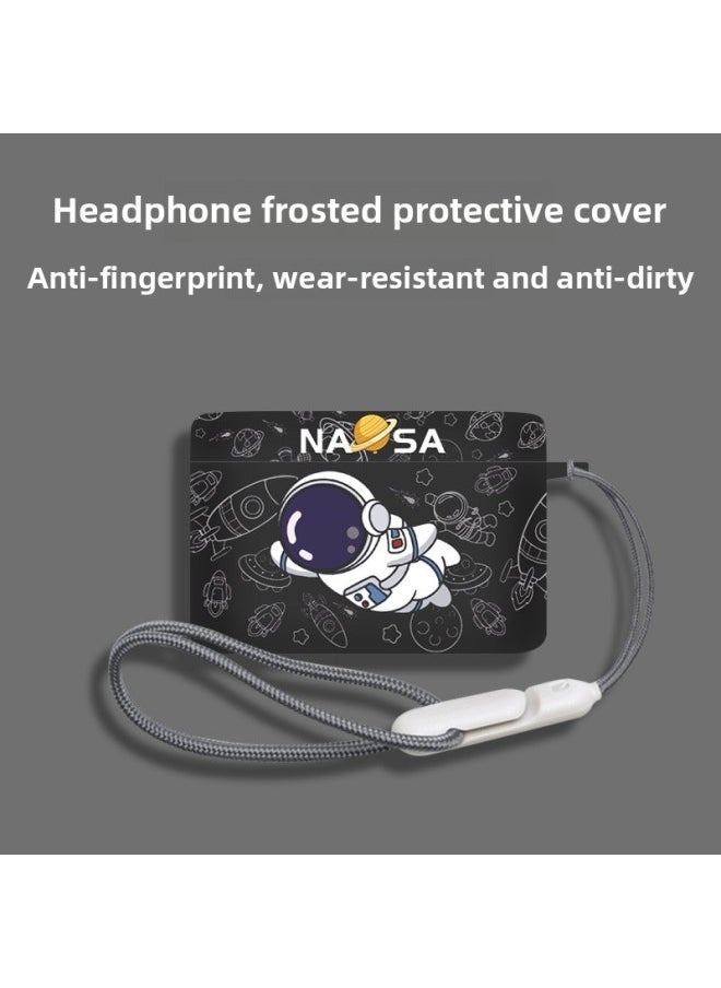Suitable For Weak Water Sand Openfree Protective Sleeve Ear Clip Type Weak Water Sand Openfree Bluetooth Earphone Shell-Color:Black Flying Man + Lanyard [frosted Soft Shell]-Model:Sand Glass When The Water Is Weak