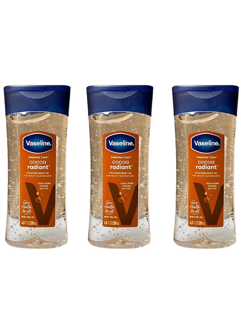 فازلين زيت الجسم المشع للعناية المركزة بالكاكاو 200 مل (عبوة من 3 قطع) - Image 1