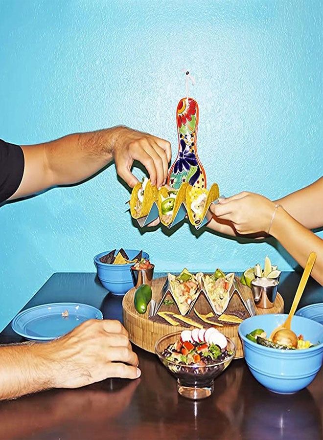 HOOTO Taco Holders Set of 4, Taco Stand Trays, Stainless Steel Taco Holder, with Easy-Access Handle, Each Can Hold 2 To 3 Tortillas, Oven, Grill & Dishwasher Safe 22x10x5cm - Image 4